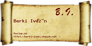 Berki Iván névjegykártya