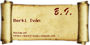 Berki Iván névjegykártya